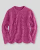 Appleseeds Women's Pointelle Pullover - Pink - S - Misses sold by Buff