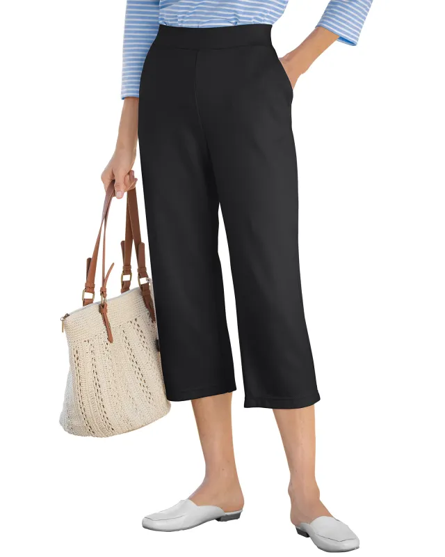 Appleseeds Women's Everyday Knit Capris - Black - SPS - Petite Short sold by Buff