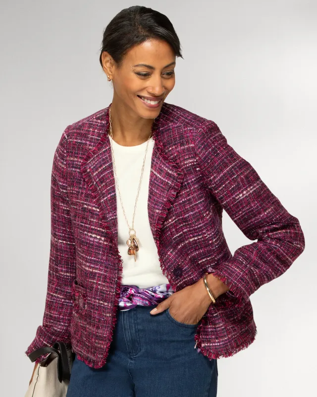 Appleseeds Women's Fringed Tweed Jacket - Purple - 16 - Misses sold by Buff