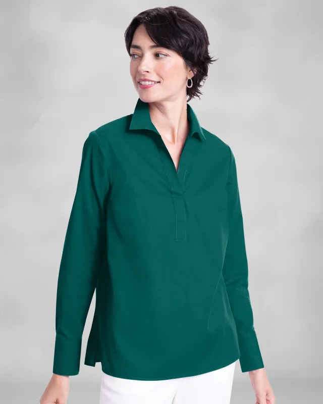 Appleseeds Women's Foxcroft Y-Neck Tunic - Green - PL - Petite sold by Buff