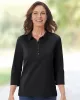 Appleseeds Women's Essential Cotton Solid Three-Quarter-Sleeve Polo - Black - PS - Petite sold by Buff