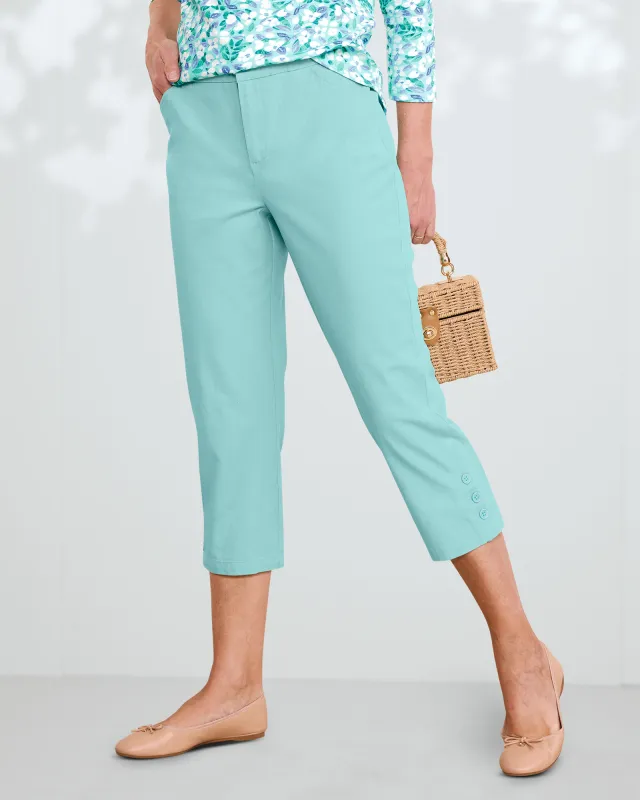 Appleseeds Women's Dennisport Button-Hem Capris - Blue - 16W - Womens Plus sold by Buff