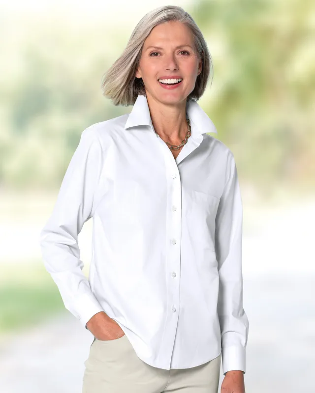 Appleseeds Women's Foxcroft Classic-Fit Solid Shirt - White - 6 - Misses sold by Buff
