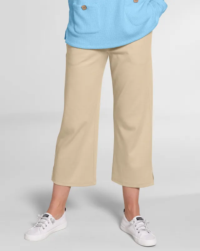 Appleseeds Women's Everyday Knit Wide-Leg Crops - Tan - PL - Petite sold by Buff