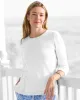 Appleseeds Women's Cotton Slub Pullover - White - PM - Petite sold by Buff