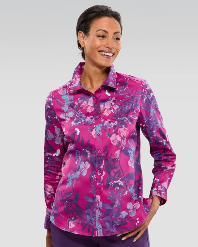 Appleseeds Women's Pressed Floral Shirt - Red - 16P - Petite sold by Buff
