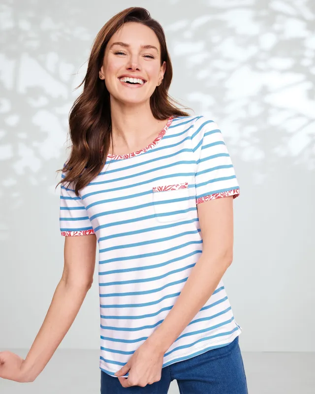 Appleseeds Women's Essential Cotton Striped Pocket Tee - Multi - M - Misses sold by Buff