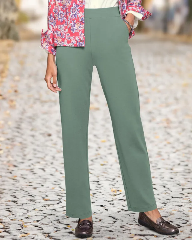 Appleseeds Women's Everyday Knit Straight-Leg Pants - Green - PM - Petite sold by Buff