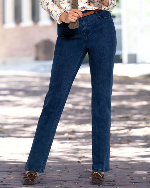 Appleseeds Women's DreamFlex Denim Comfort-Waist Classic Straight Jeans - Denim - 8PS - Petite Short sold by Buff