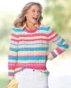 Appleseeds Women's Bayside Cotton Cable Multi-Stripe Sweater - Multi - PL - Petite sold by Buff