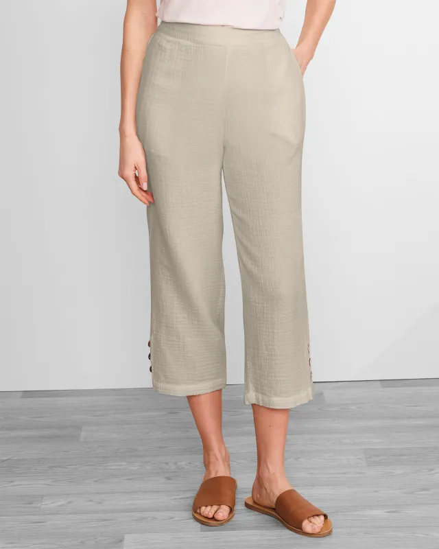 Appleseeds Women's Nantucket Textured-Cotton Capris - Tan - PXL - Petite sold by Buff