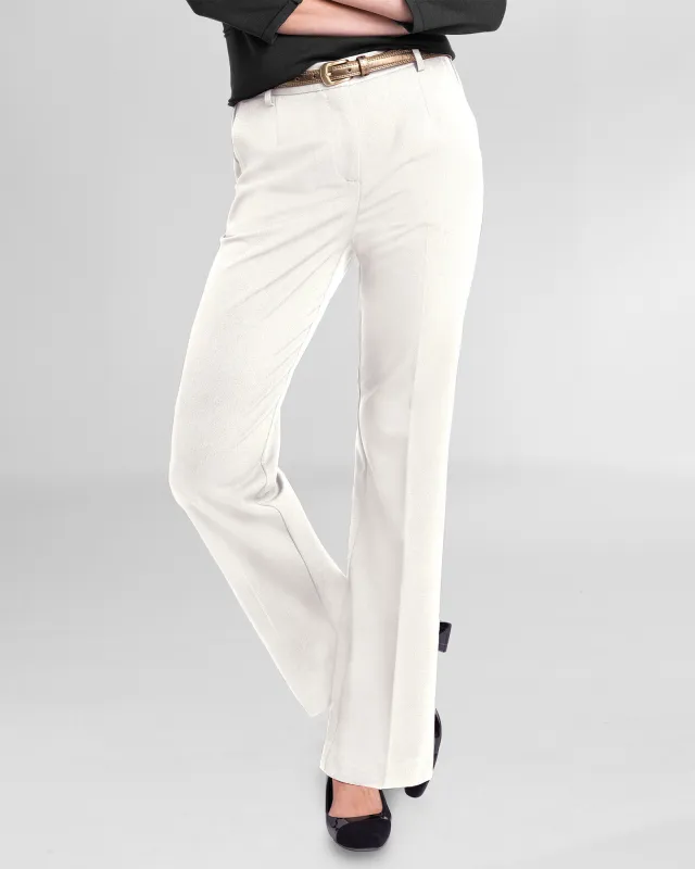 Appleseeds Women's Washable Gabardine Fly-Front Pants - Ivory - 4 - Petite sold by Buff