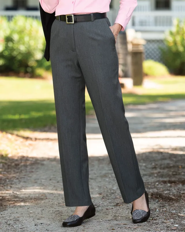 Appleseeds Women's Washable Gabardine Fly-Front Pants - Grey - 10 - Petite sold by Buff