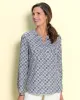 Appleseeds Women's Silky Print Long-Sleeve Utility Blouse - Blue - PXL - Petite sold by Buff