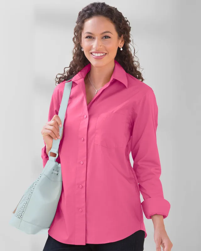 Appleseeds Women's Foxcroft Classic-Fit Solid Shirt - Pink - 4 - Petite sold by Buff