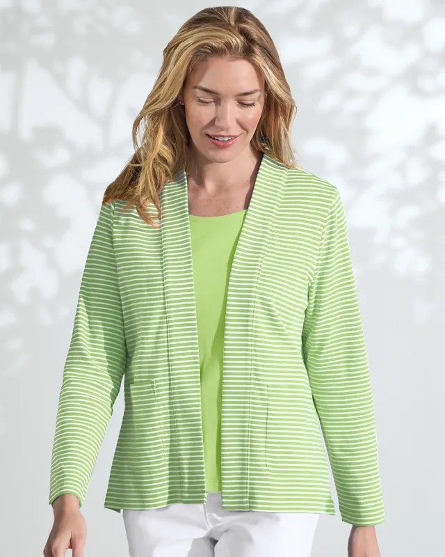 Appleseeds Women's Coastal Cotton Striped Cardigan  - Multi - S - Misses sold by Buff