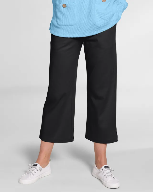 Appleseeds Women's Everyday Knit Wide-Leg Crops - Black - S - Misses sold by Buff
