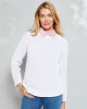 Appleseeds Women's Bayside Cotton Shaker-Stitch Pullover - White - PL - Petite sold by Buff