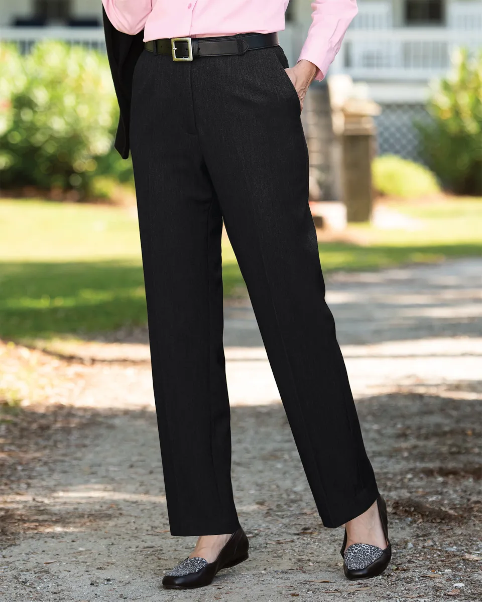 Appleseeds Women's Washable Gabardine Fly-Front Pants - Black - 4PS - Petite Short sold by Buff