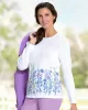 Appleseeds Women's Meadow Flower Border-Print Sweater - Multi - PM - Petite sold by Buff