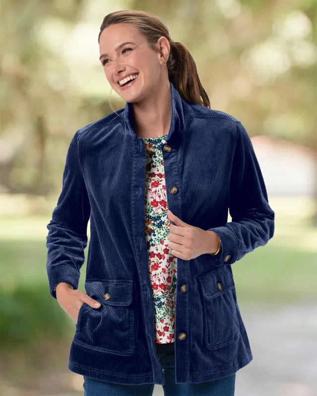 Appleseeds Women's Wide-Wale Corduroy Shirt Jacket - Blue - 2X - Womens Plus sold by Buff