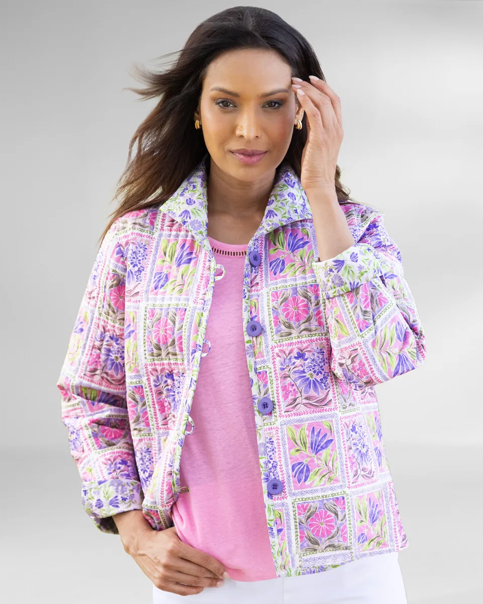 Appleseeds Women's Fresh Flowers Reversible Jacket - Multi - PXL - Petite sold by Buff
