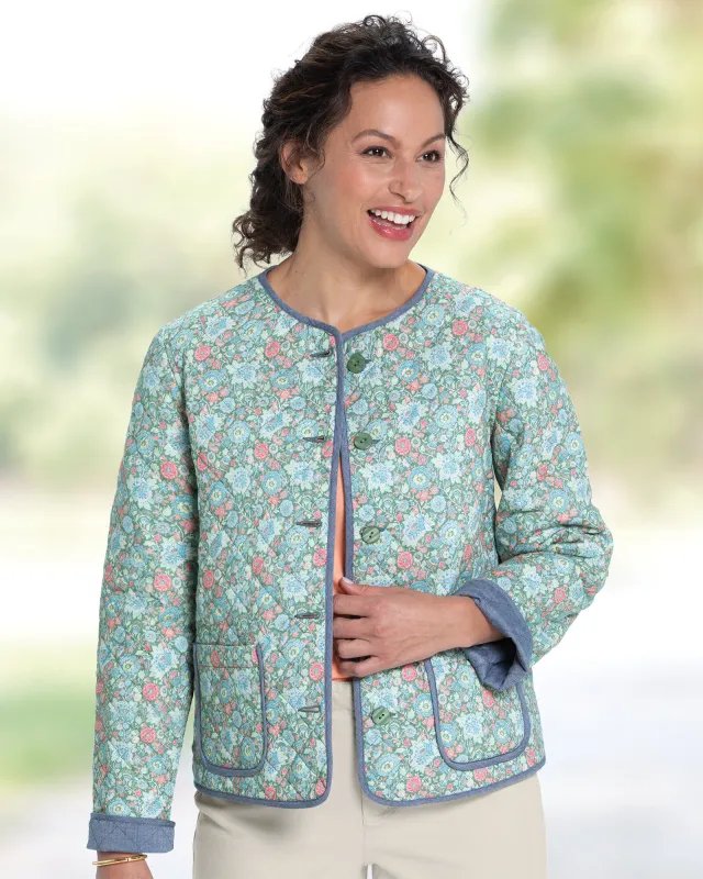 Appleseeds Women's Mini Dahlia Reversible Quilted Jacket - Green - PM - Petite sold by Buff