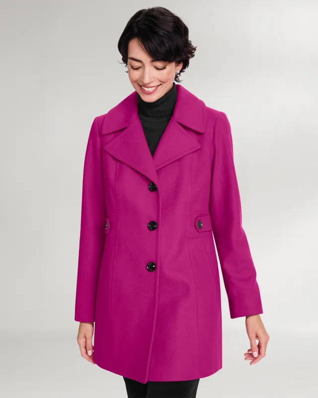 Appleseeds Women's London Fog® Side-Tab Wool Coat - Pink - PM - Petite sold by Buff