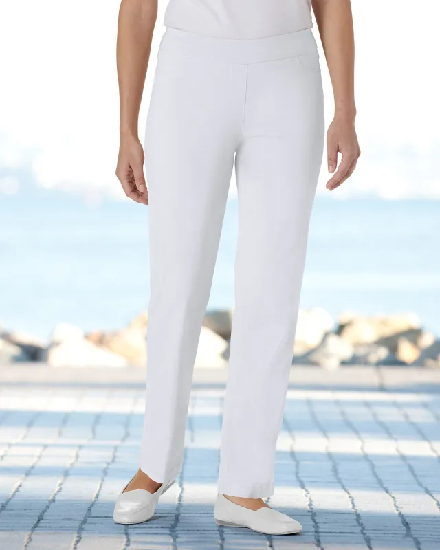 Appleseeds Women's SlimSation® Straight-Leg Pants - White - 6P - Petite sold by Buff
