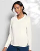 Appleseeds Women's Spindrift Ruffled V-Neck Sweater - Ivory - XL - Misses sold by Buff
