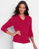 Appleseeds Women's Spindrift Ruffled V-Neck Sweater - Ivory - XL - Misses sold by Buff