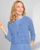 Appleseeds Women's Mixed-Stitch Cardigan Shrug - Blue - PXL - Petite sold by Buff