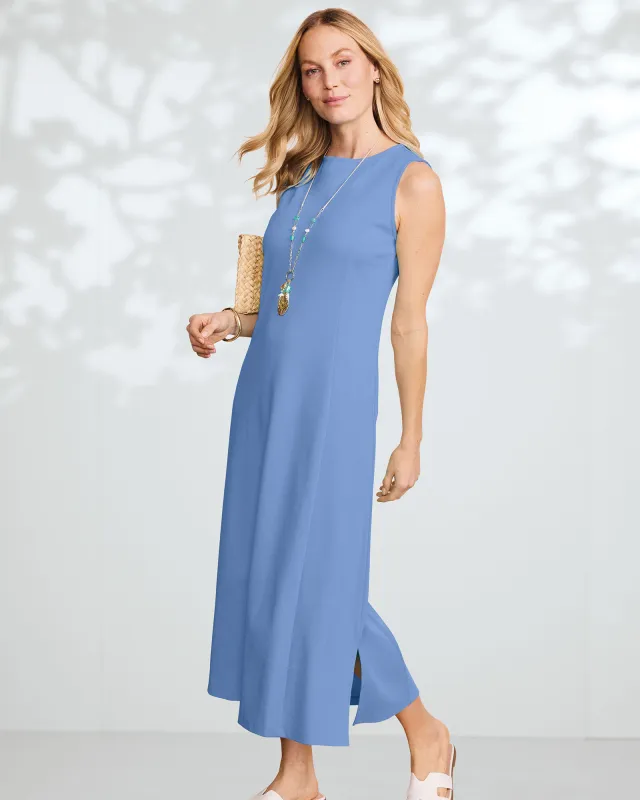 Appleseeds Women's Boardwalk Knit Solid Sleeveless Dress  - Blue - 1X - Womens Plus sold by Buff