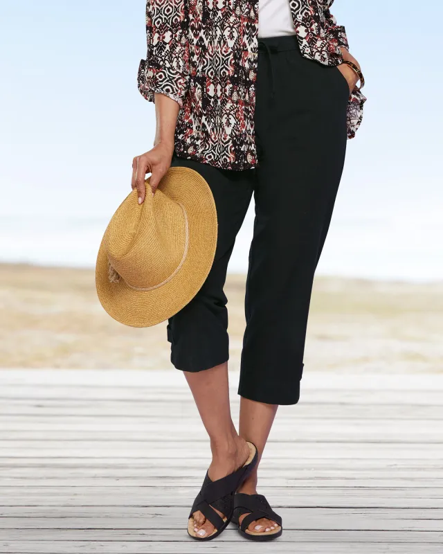 Appleseeds Women's Captiva Side-Tab Capris - Black - 2X - Womens Plus sold by Buff
