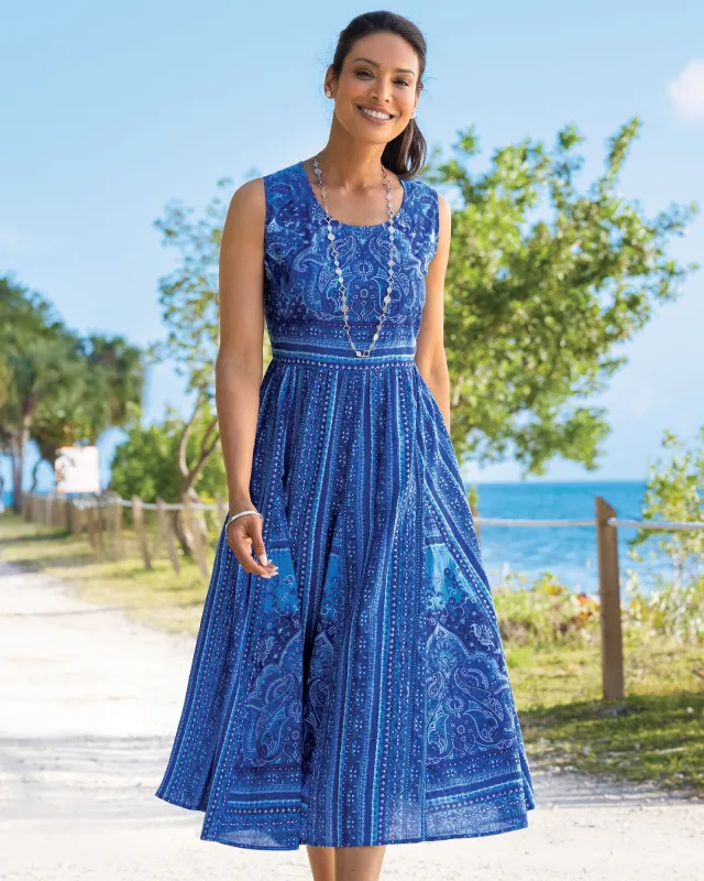 Appleseeds Women's Paisley Floral Cotton Midi Sundress - Multi - PM - Petite sold by Buff