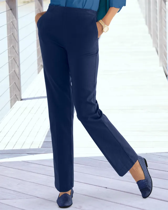 Appleseeds Women's Dennisport Easy Pull-On Chinos - Blue - 14PS - Petite Short sold by Buff
