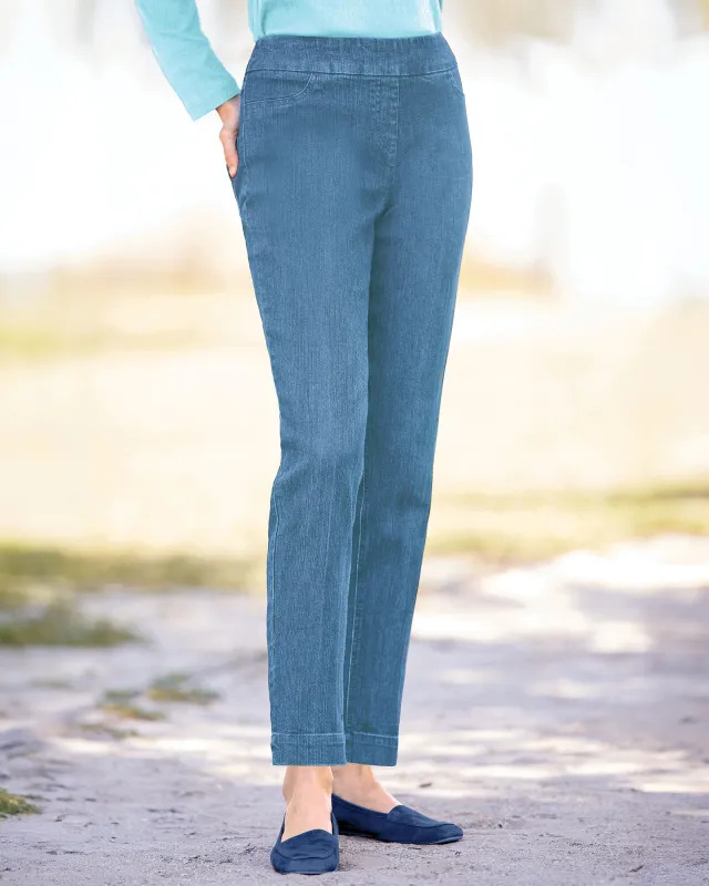 Appleseeds Women's SlimSation® Ankle Pants - Denim - 4P - Petite sold by Buff