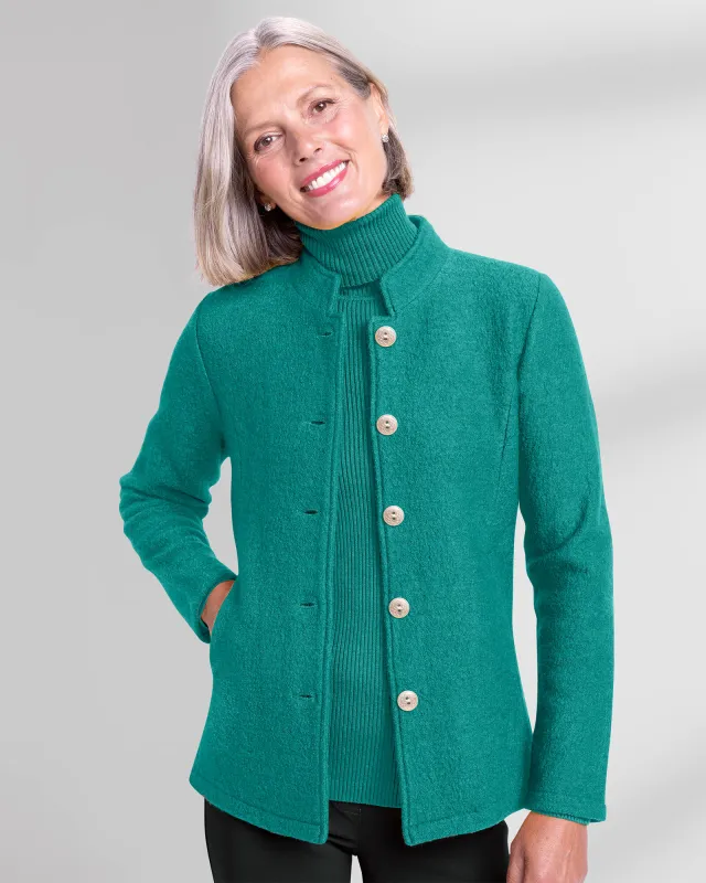 Appleseeds Women's Boiled-Wool Jacket - Green - PL - Petite sold by Buff