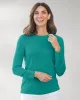 Appleseeds Women's Spindrift™ Long-Sleeve Button-Cuff Sweater - Green - PL - Petite sold by Buff