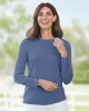 Appleseeds Women's Spindrift™ Long-Sleeve Button-Cuff Sweater - Green - PL - Petite sold by Buff
