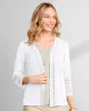 Appleseeds Women's Linen/Cotton Crochet-Trim Cardigan - White - S - Misses sold by Buff