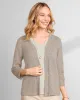 Appleseeds Women's Linen/Cotton Crochet-Trim Cardigan - White - S - Misses sold by Buff
