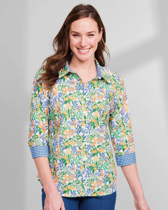Appleseeds Women's Lemon Grove & Gingham Shirt - Multi - 18P - Petite sold by Buff