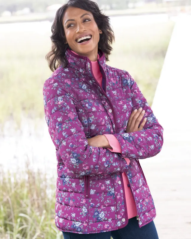 Appleseeds Women's Limited-Edition Floral Channel Quilted Jacket - Purple - PXL - Petite sold by Buff