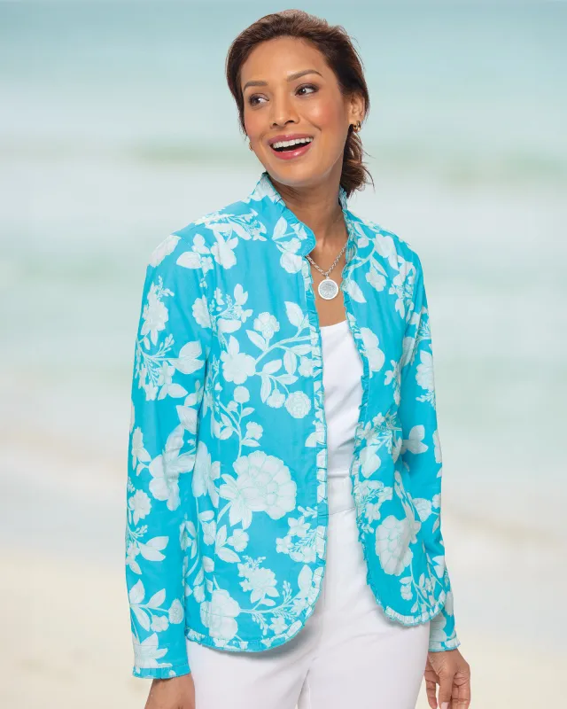 Appleseeds Women's Hampton Floral Ruffle-Trim Jacket - Multi - PXL - Petite sold by Buff