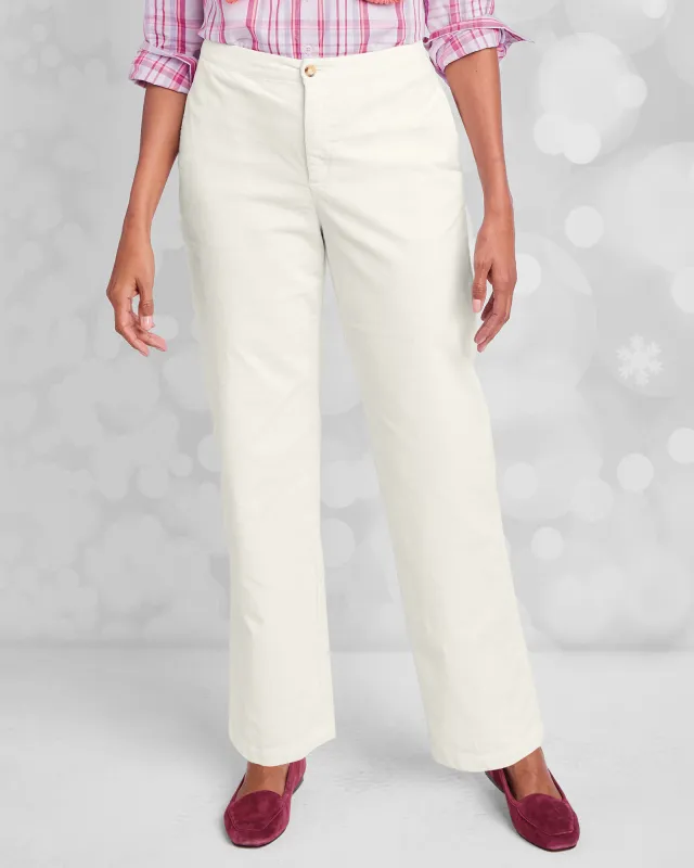 Appleseeds Women's Stretch Pincord Relaxed Straight Leg - Ivory - 18P - Petite sold by Buff