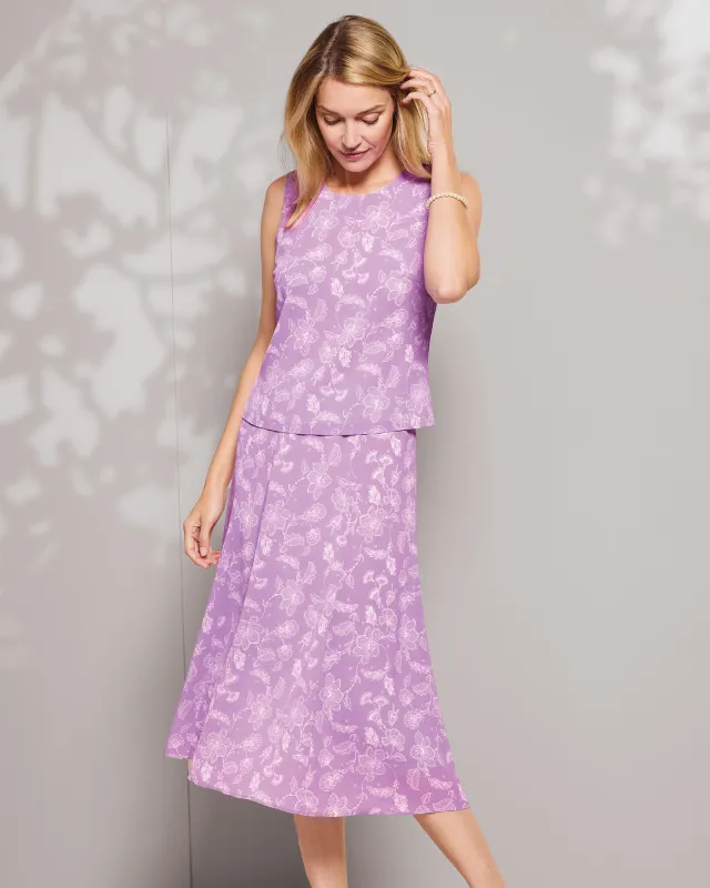 Appleseeds Women's Etched-Floral Crinkle 2-Piece Dress - Purple - 18P - Petite sold by Buff