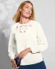 Appleseeds Women's Silky Cutwork Blouse - Ivory - XL - Misses sold by Buff