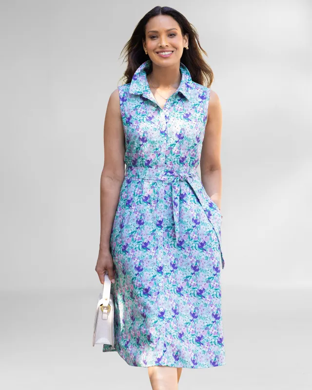 Appleseeds Women's Fresh-Cut Flowers Shirtdress - Blue - M - Misses sold by Buff