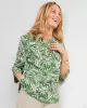 Appleseeds Women's Captiva Y-Neck Stenciled Palms Popover - Tan - L - Misses sold by Buff